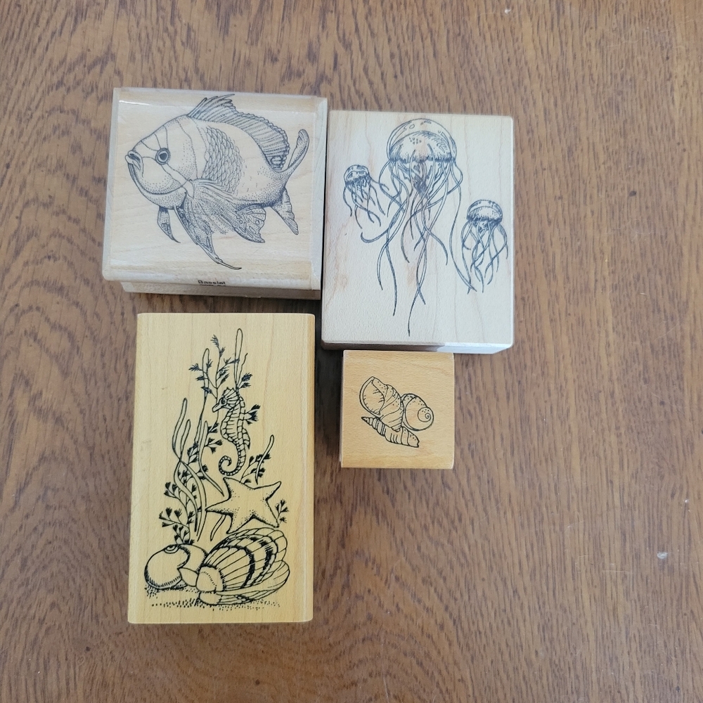 Set of Four Nautical Rubber Stamps